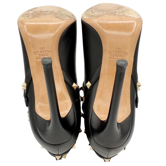 Valentino Garavani Rockstud Ankle Boots Black Leather Stud High Heel EU 40 US 10 - Picture 10 of 15